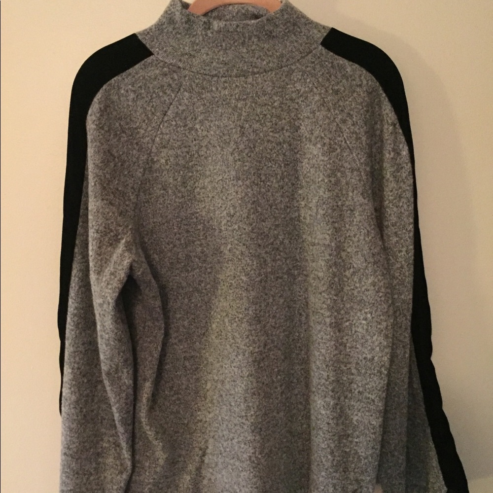 Never-worn, bell-sleeve, mock turtle gray sweater